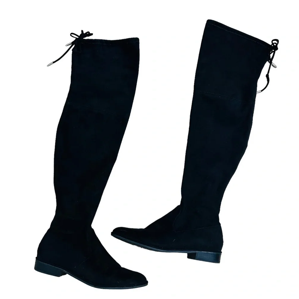 Marc Fisher Boots Over the Knee Fitted Pointed Toe Minimalist Fall Black 6.5